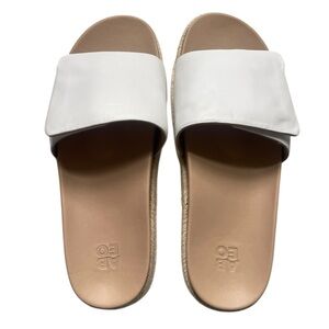 ABEO Isle Slide White Leather Boho Sandals Adjustable Strap Arch Support 9.5